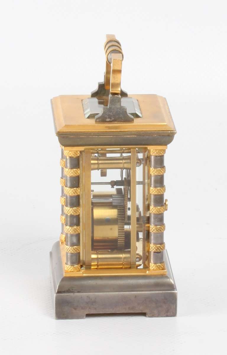 Napoleon III Miniature French Carriage Timepiece with Travel Box, Drocourt, circa 1880 For Sale
