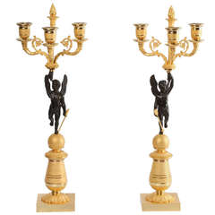 A pair French Charles X ormolu and bronze candelabra, circa 1830