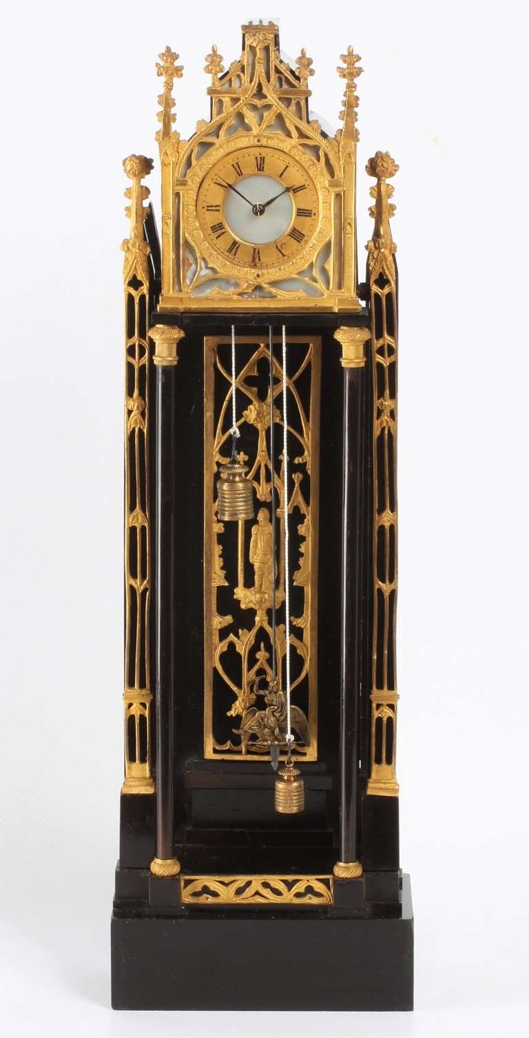 Small Austrian Neo Gothic Wall Timepiece with Ormolu Mounts, circa 1840