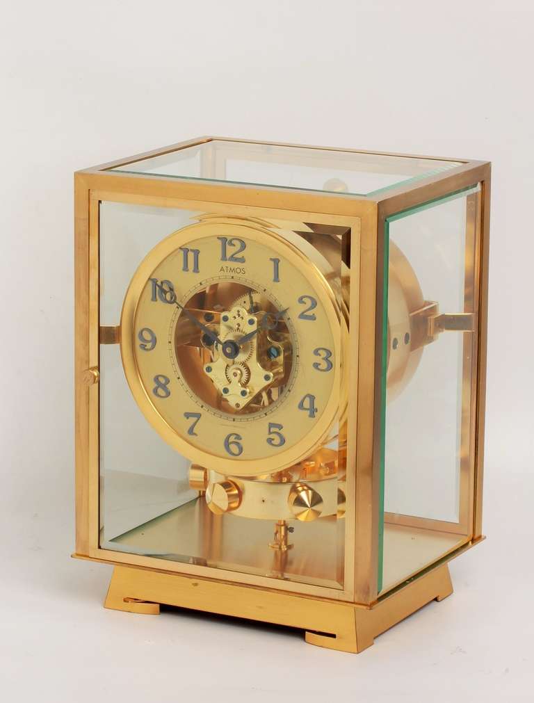 A French gilt brass Art Deco Reutter atmos timepiece, circa 1930