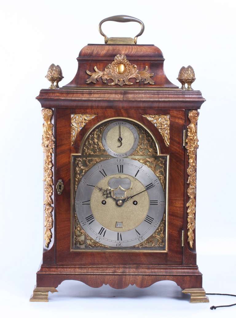 An English brass mounted mahogany table clock, John Prichard London, circa 1780