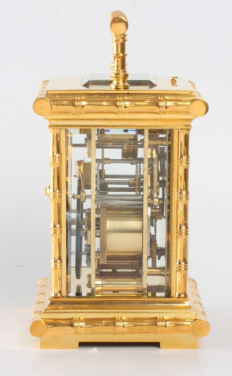 A French gilt brass Bamboo case carriage clock, L.F. circa 1890 In Good Condition For Sale In Amsterdam, NL
