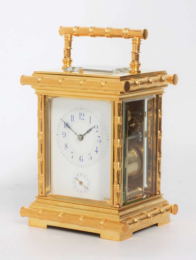 A French gilt brass Bamboo case carriage clock, L.F. circa 1890 For Sale 3