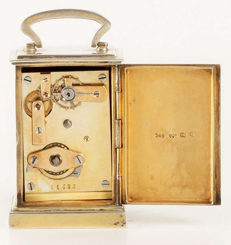 Miniature Swiss Polychrome Translucent Guilloche Enamel Timepiece, circa 1900 For Sale 1