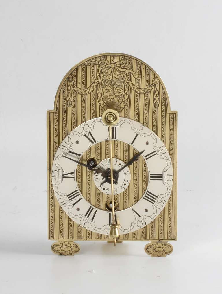 A small South German Louis XVI engraved brass zappler wall timepiece, circa 1770