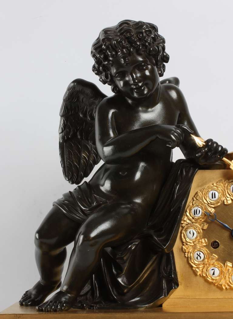 French Charles X Ormolu and Bronze Mantel Clock, circa 1830 For Sale 3