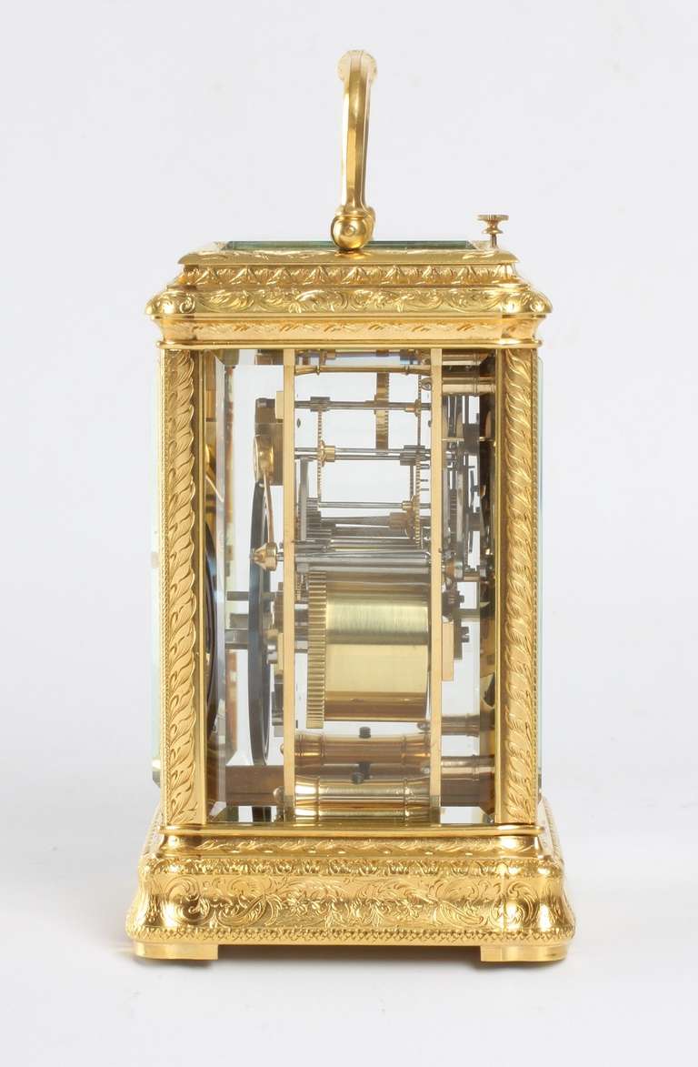 An extremely fine engraved Frenh carriage clock, Leroy & Fils, circa 1860 In Good Condition For Sale In Amsterdam, NL