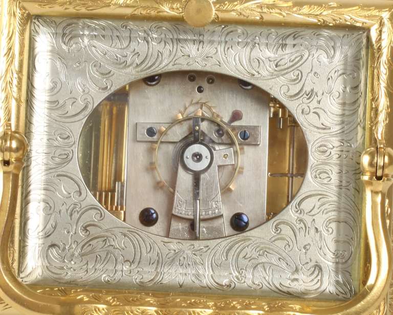 19th Century An extremely fine engraved Frenh carriage clock, Leroy & Fils, circa 1860 For Sale