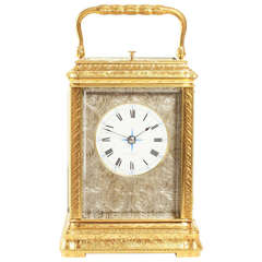 Antique An extremely fine engraved Frenh carriage clock, Leroy & Fils, circa 1860