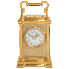 Antique A French gilt brass carriage clock in unusual case, Brocot, circa 1890.