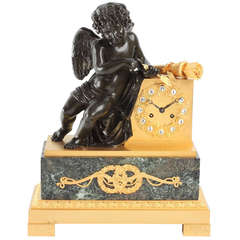 French Charles X Ormolu and Bronze Mantel Clock, circa 1830