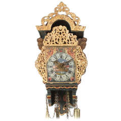 Antique A fine small Frisian 'stoelschippertje' wall clock, circa 1780