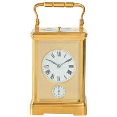 Antique A French gilt brass quarter striking alarm carriage clock, circa 1890
