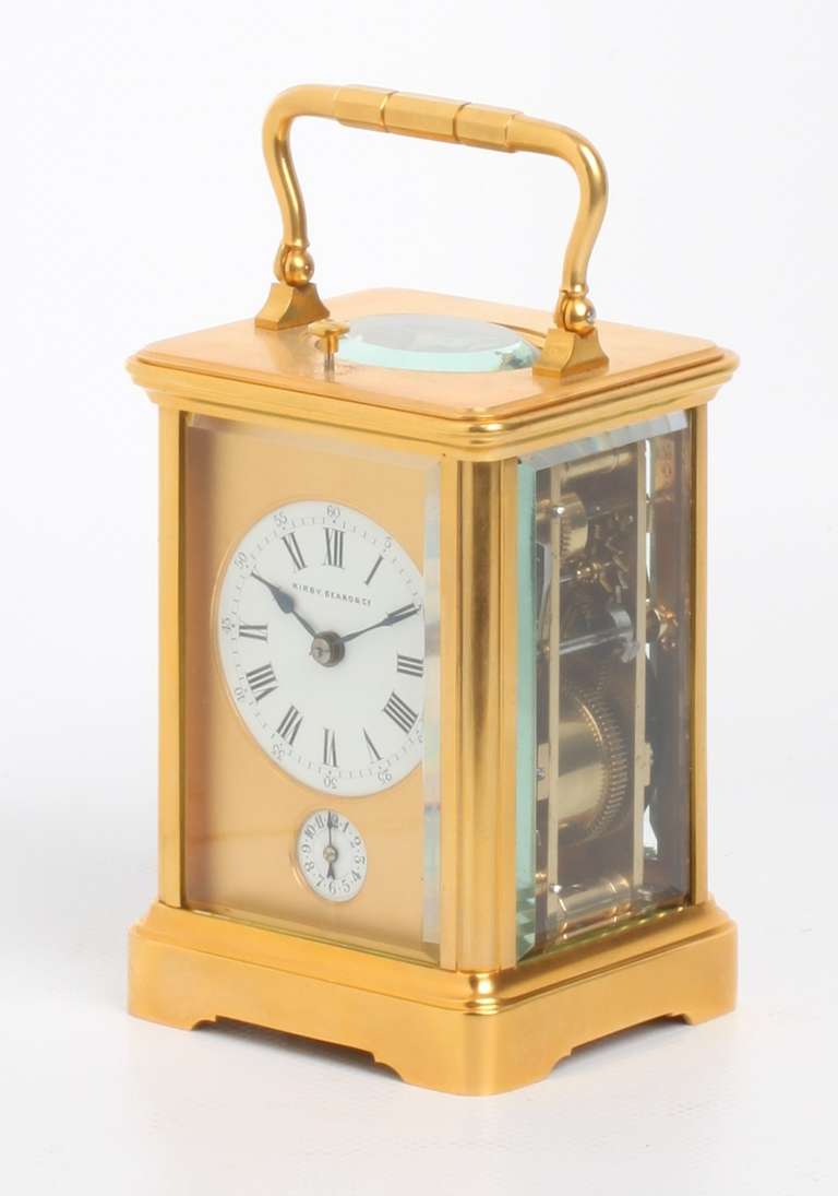 Small French Gilt Quarter Striking Alarm Carriage Clock, Margaine, circa 1900 In Good Condition For Sale In Amsterdam, NL