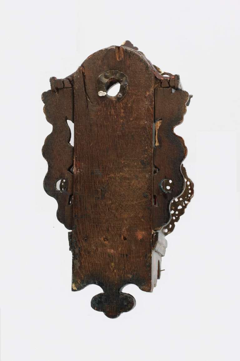 Iron A fine small Frisian 'stoelschippertje' wall clock, circa 1780 For Sale