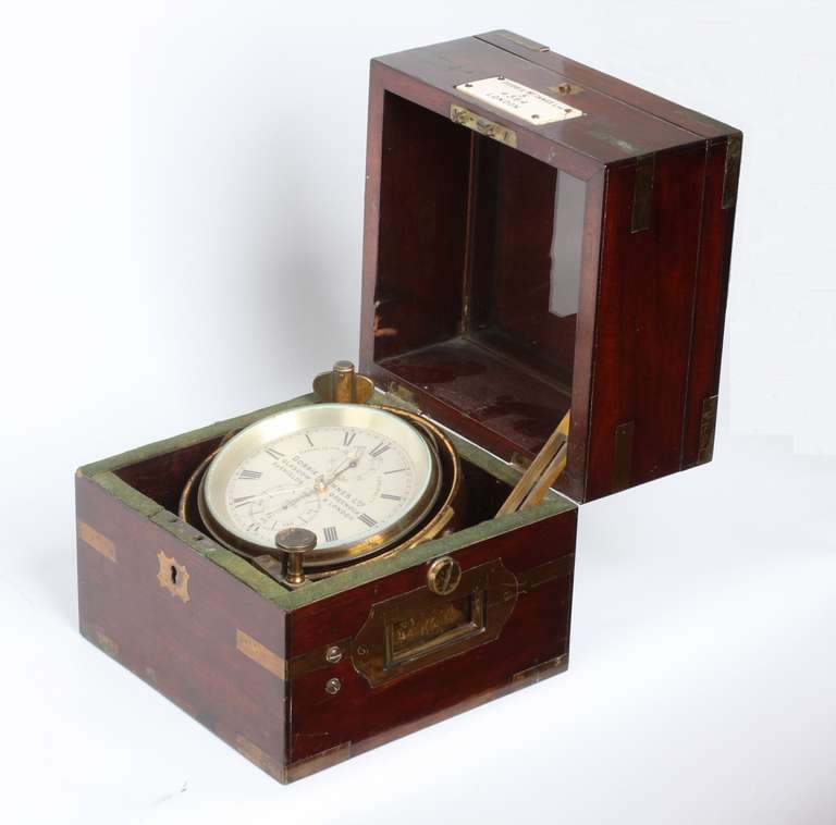 Victorian British Mahogany 2-Day Chronometer Dobbie Mcinnes Ltd, circa 1880 For Sale