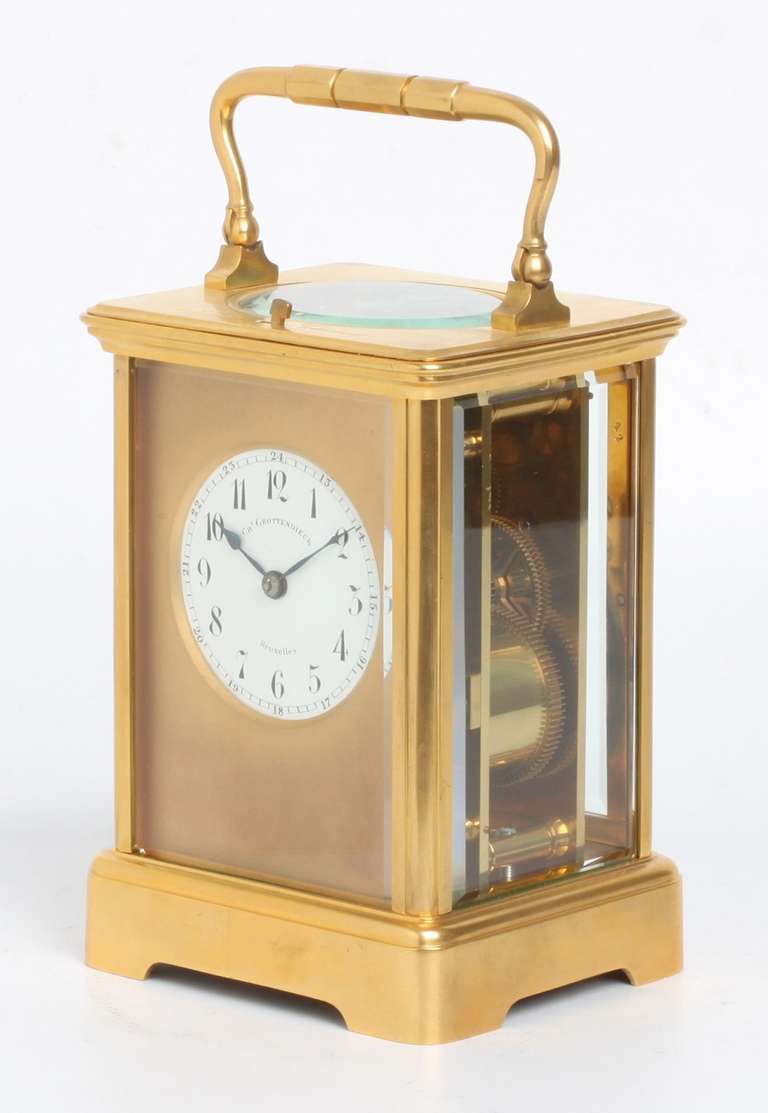 Brass French Carriage Clock with Rare Striking For Sale