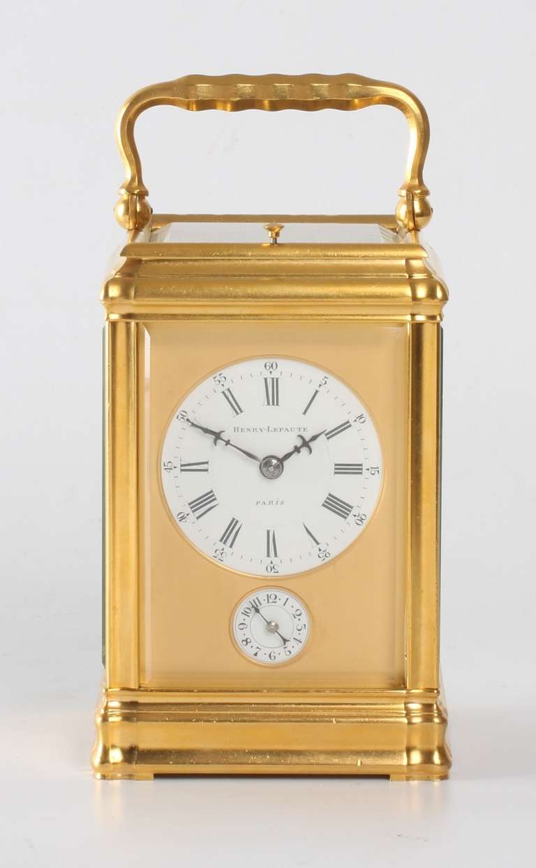 Small French Gilt Brass Carriage Clock by Henry Lepaute