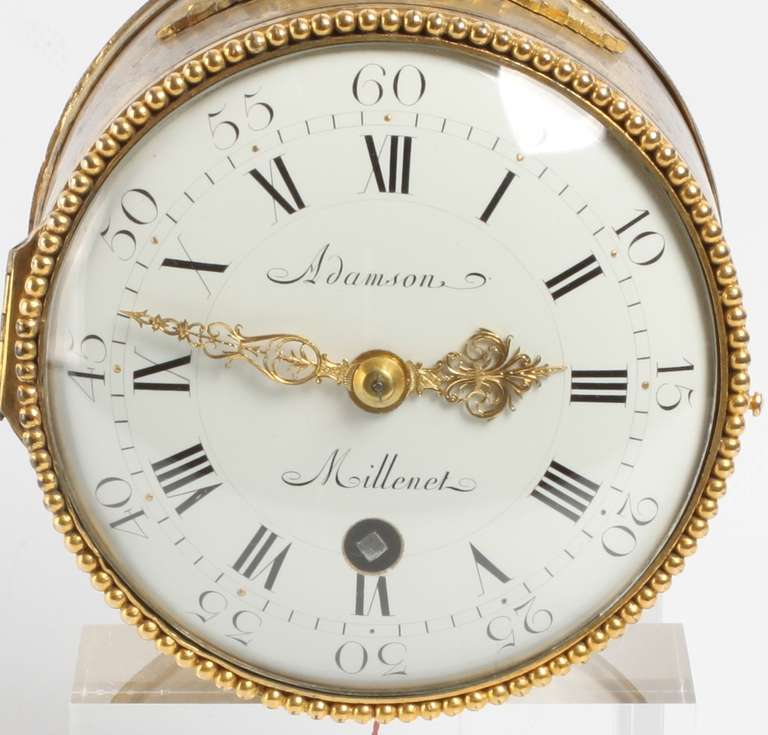 Small French Louis XVI Ormolu Coach Timepiece by Adamson Millenet For Sale 3