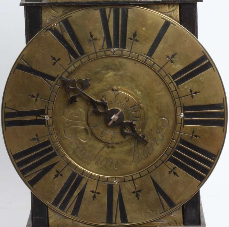 French Iron and Brass Lantern Clock by Couchon a Paris, circa 1725 In Good Condition For Sale In Amsterdam, NL