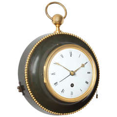 French Empire Patinated Bronze Wall Clock with Quarter Repeat, circa 1800