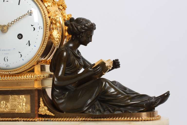 Louis XVI Fine French Directoire Ormolu and Bronze Sculptural Mantel Clock