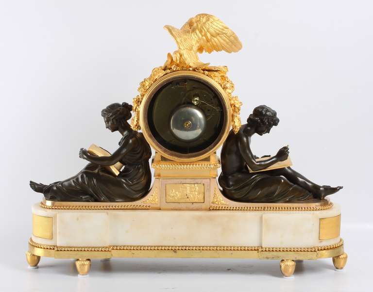 18th Century and Earlier Fine French Directoire Ormolu and Bronze Sculptural Mantel Clock