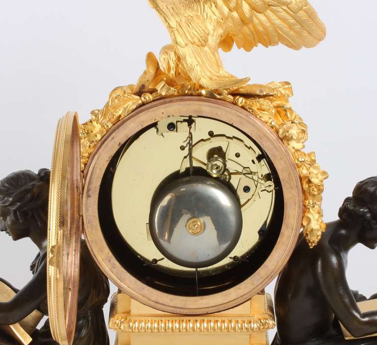 Fine French Directoire Ormolu and Bronze Sculptural Mantel Clock 1