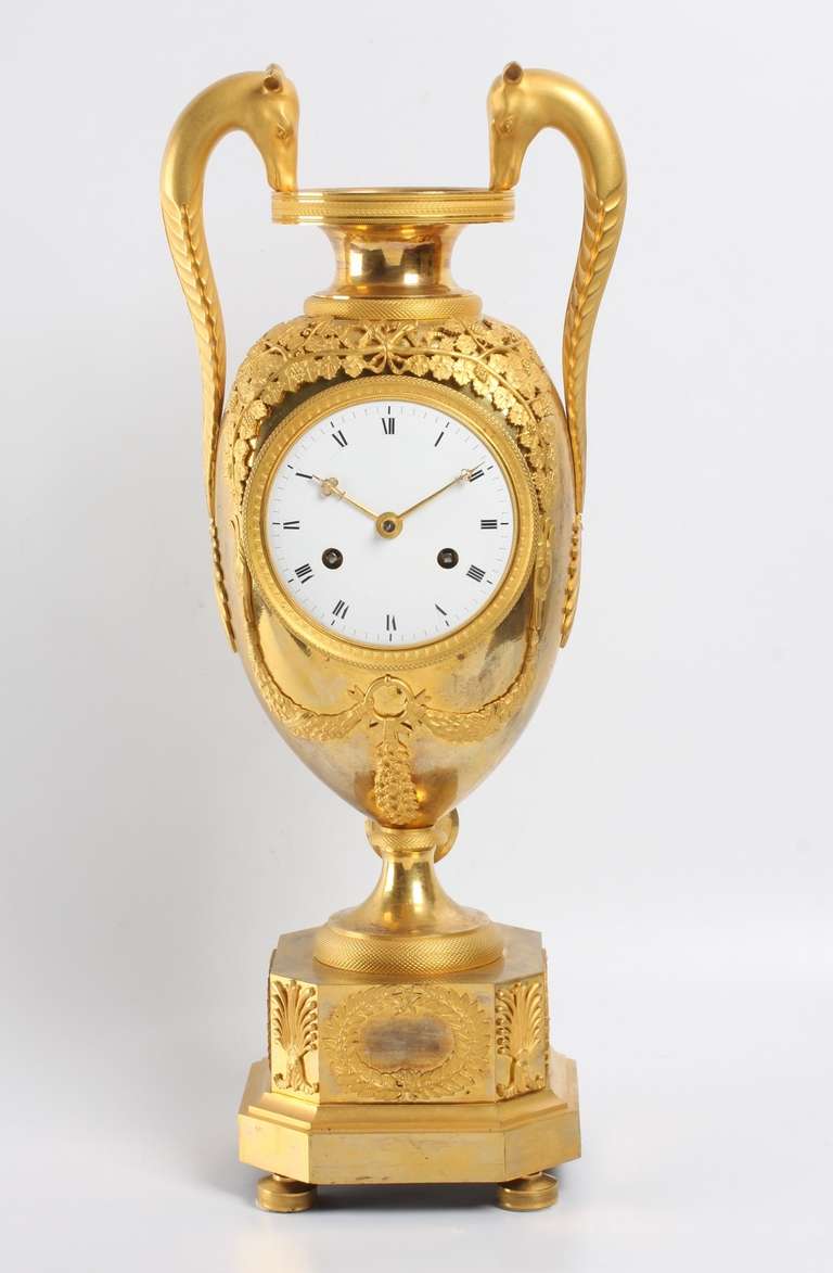 Large French Empire, Ormolu Urn Mantel Clock