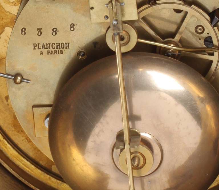 Fine French Louis XVI Style, Amboine Gilt Brass Lyre Clock For Sale 1