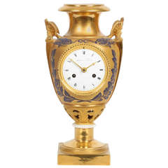 French Empire, Gilt Sevres, Porcelain Urn Mantel Clock