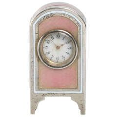 Miniature Swiss Silver, Translucent Guilloche Enamel Timepiece