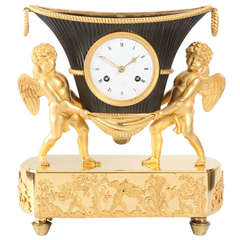 French Empire Ormolu and Bronze Urn Mantel Clock