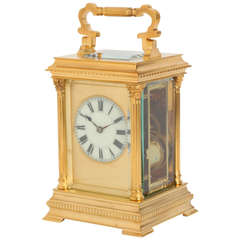 Fine French Gilt Anglaise Case Carriage Clock by Henri Jacot