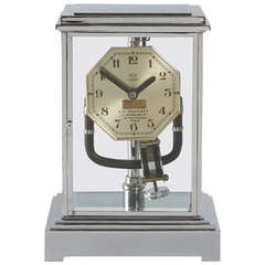French Art Deco Electrical Nickel Table Timepiece by Bulle