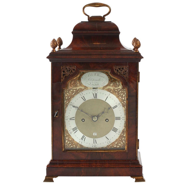 Rare Small Mahogany Table Clock by A & J Thwaites For Sale