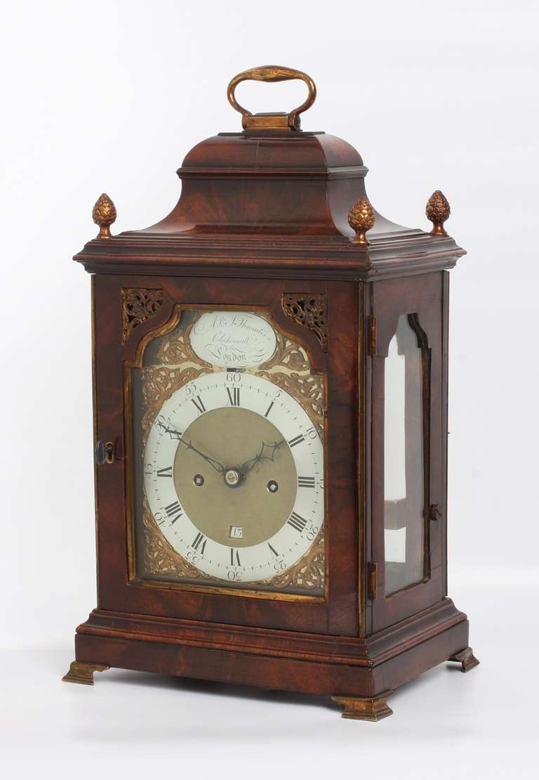 Rare Small Mahogany Table Clock by A & J Thwaites For Sale 1