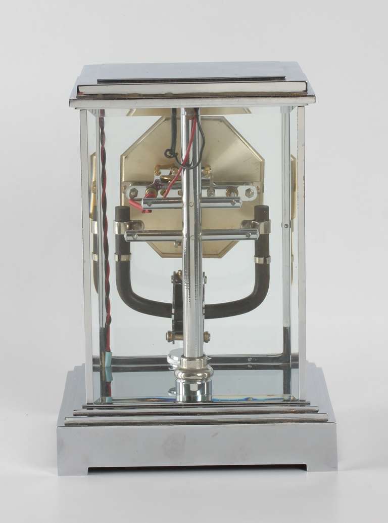French Art Deco Electrical Nickel Table Timepiece by Bulle 1