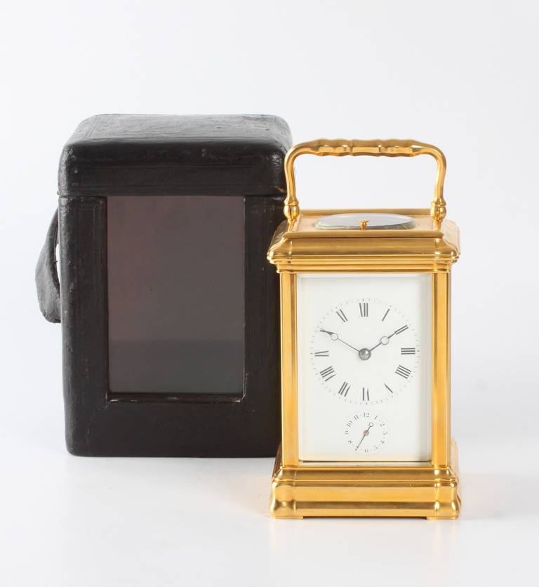French Gilt Brass, Gorge Case Carriage Clock with Alarm