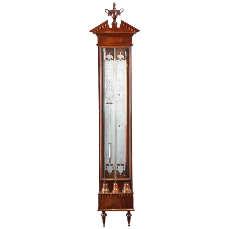 Dutch Mahogny Inlaid Contra Barometer by J. Stopanni For Sale