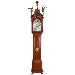 Antique Fine Dutch Burr Walnut, Llongcase Clock by L. du Chesne