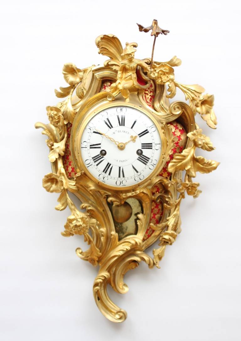 French Louis XV Ormolu Cartel Wall Clock William Blakey