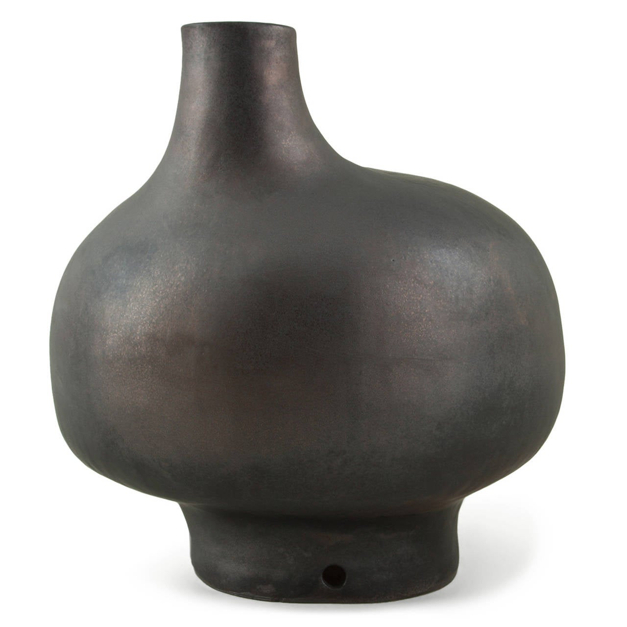 French Black Enameled Stoneware Lamp by Dalo, 2014