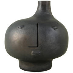 Black Enameled Stoneware Lamp by Dalo, 2014