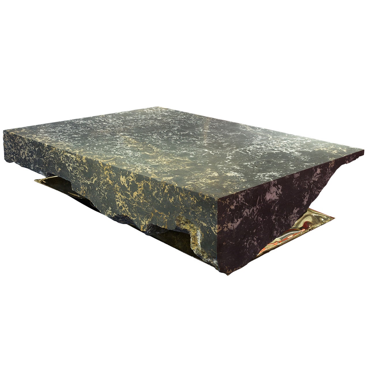 Marble and Brass Coffee Table "InHale" by Ben Storms, 2014 For Sale