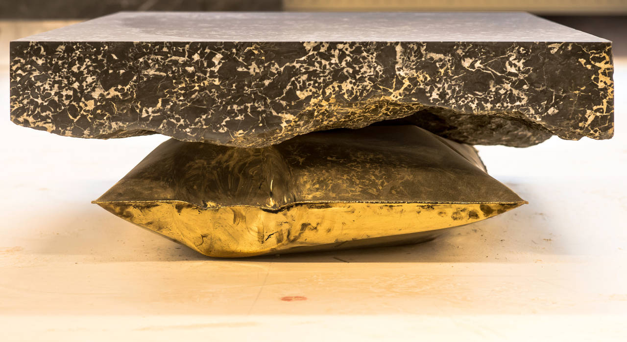 Marble and Brass Coffee Table 