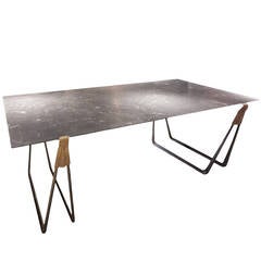 Table à tréteaux en marbre et acier « InVein » de Ben Storms, 2014