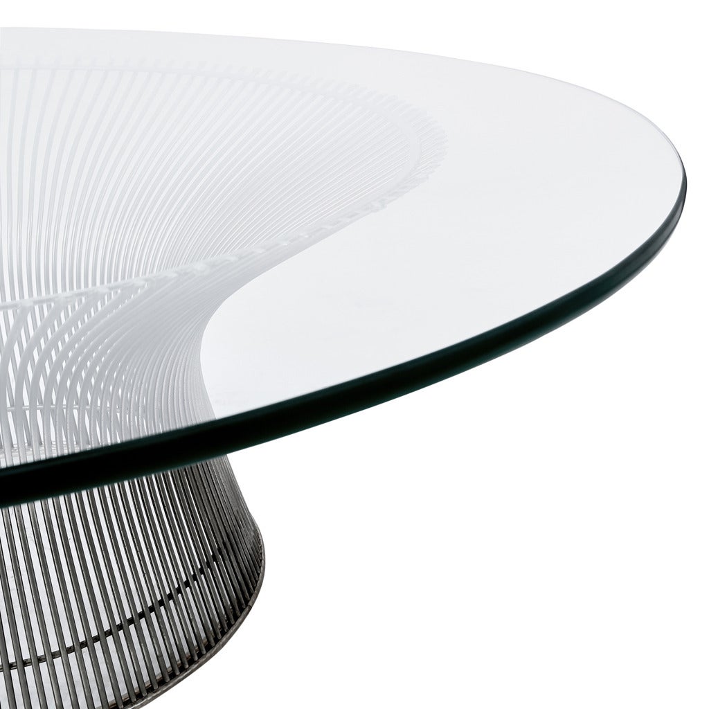 Tempered Glass and Steel Coffee Table by Warren Platner, 1966 For Sale