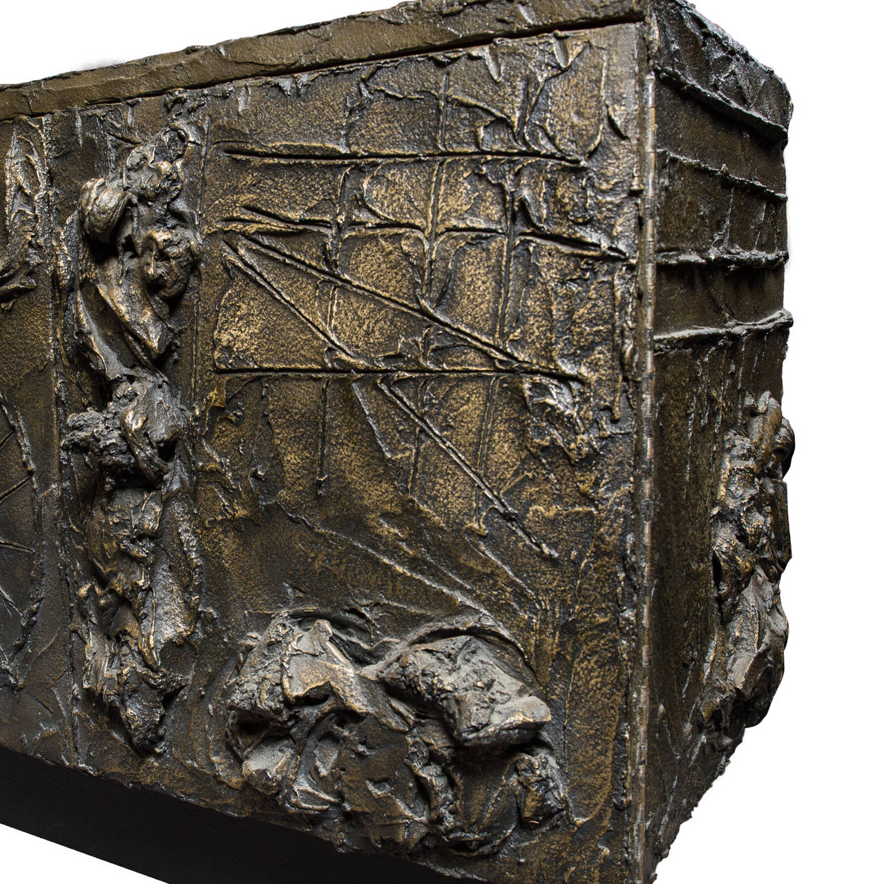 American Sculpted Bronze Four Door Cabinet by Paul Evans, 1970s For Sale
