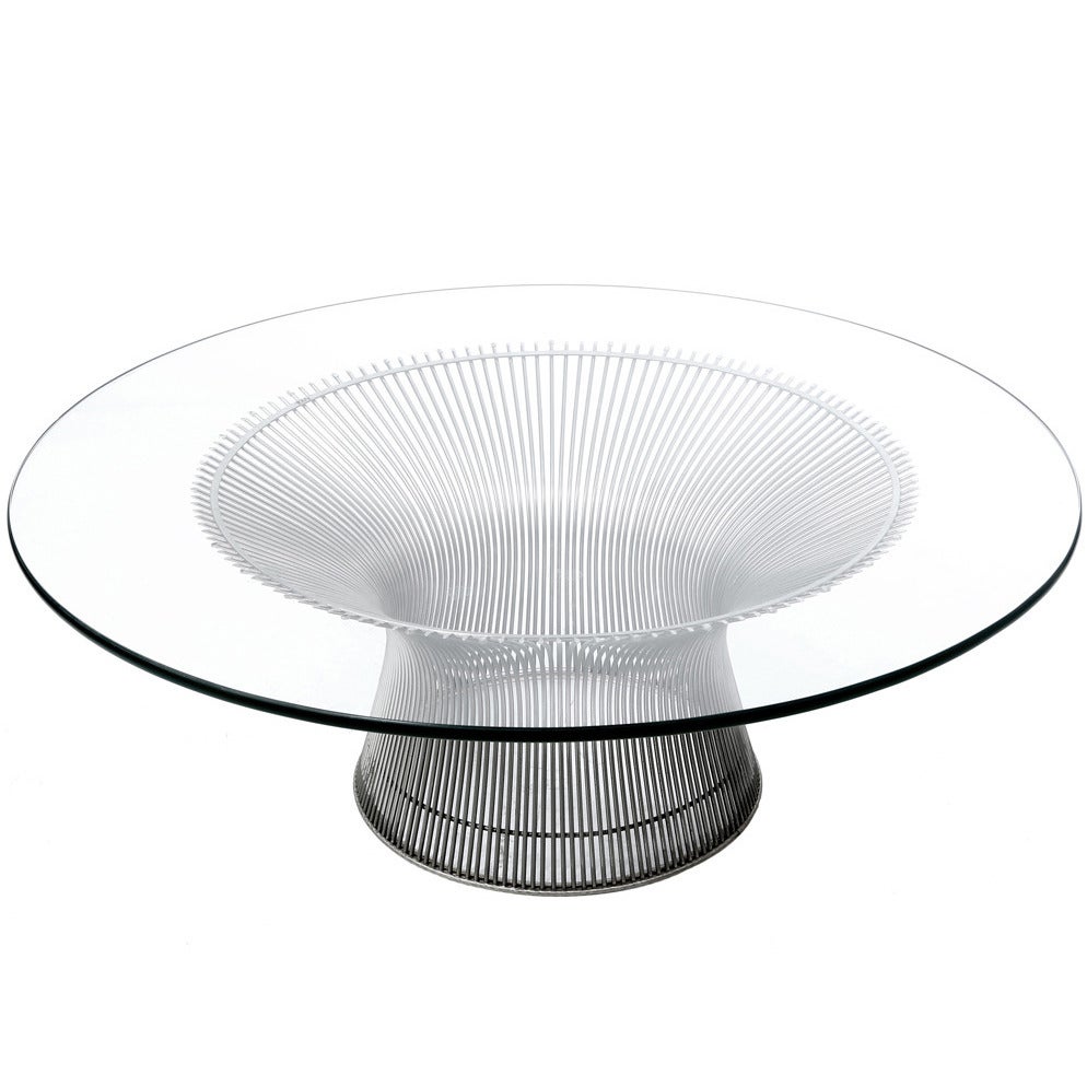 Glass and Steel Coffee Table by Warren Platner, 1966 For Sale